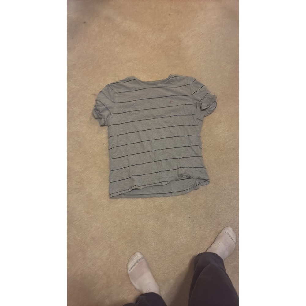 Tommy Hilfiger Women's Striped Heather Grey T-Shirt XL